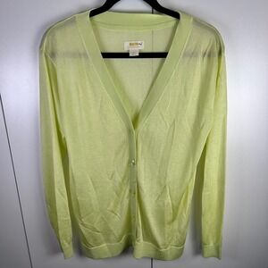 Maeve by Anthropologie Yellow Sheer V-Neck Button Front Cardigan Sweater X-Small